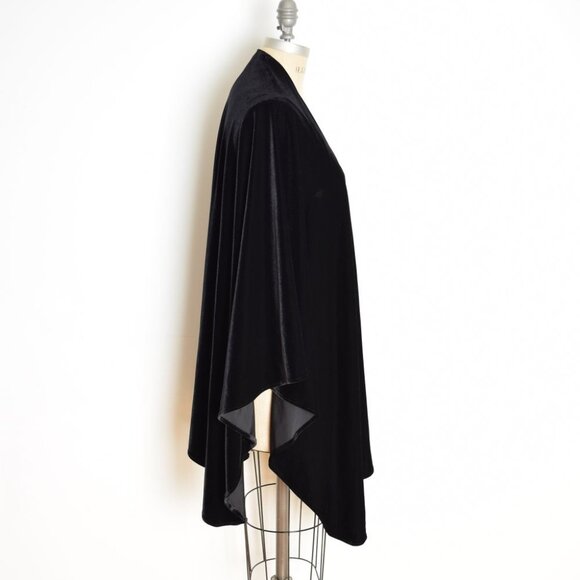 vintage 90s cape Harve Benard black velvet jacket poncho shawl draped top caplet - Picture 5 of 9